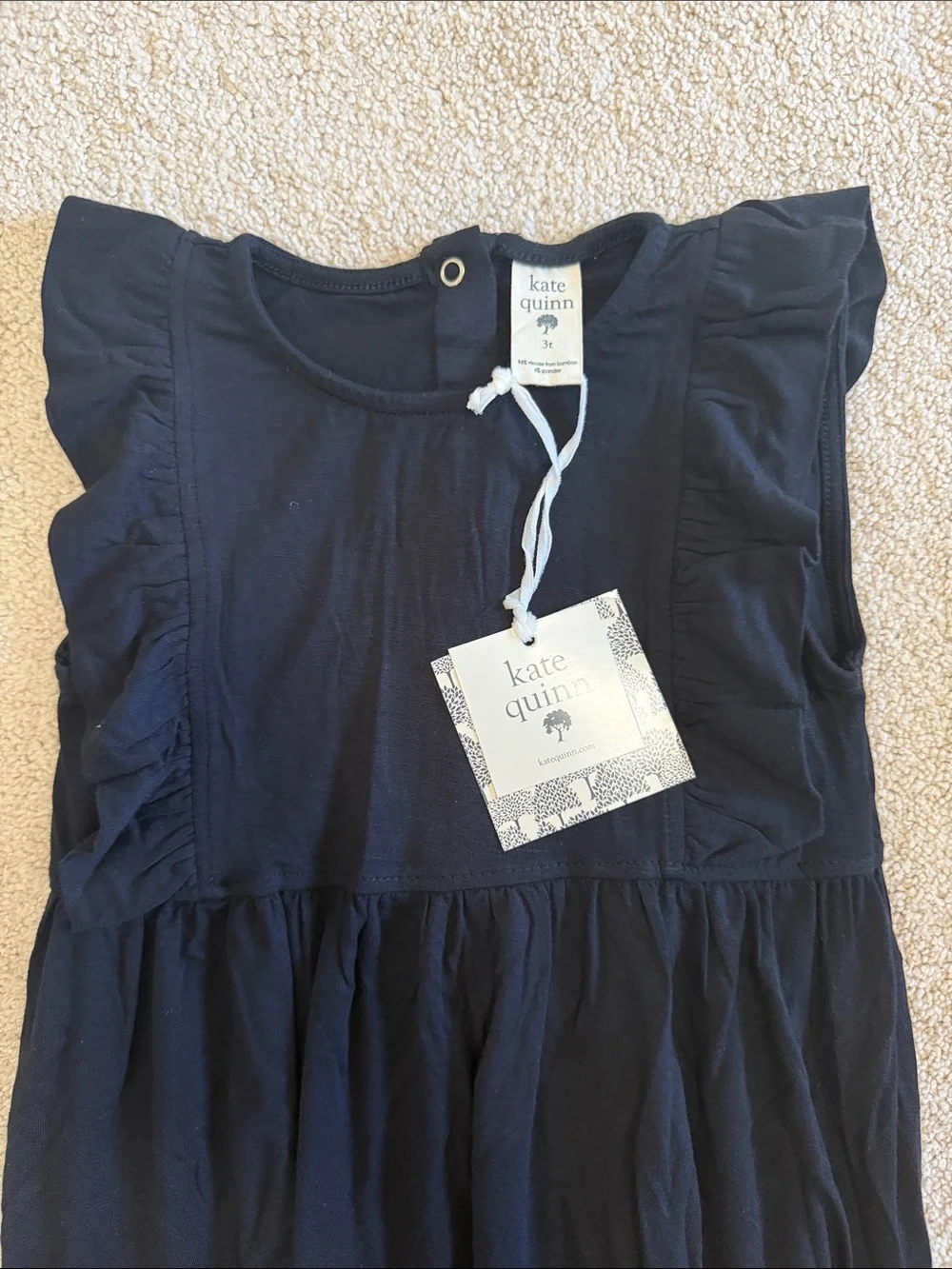 NWT Kate Quinn Black Ruffle-Trim Casual Dress - Picture 3 of 3